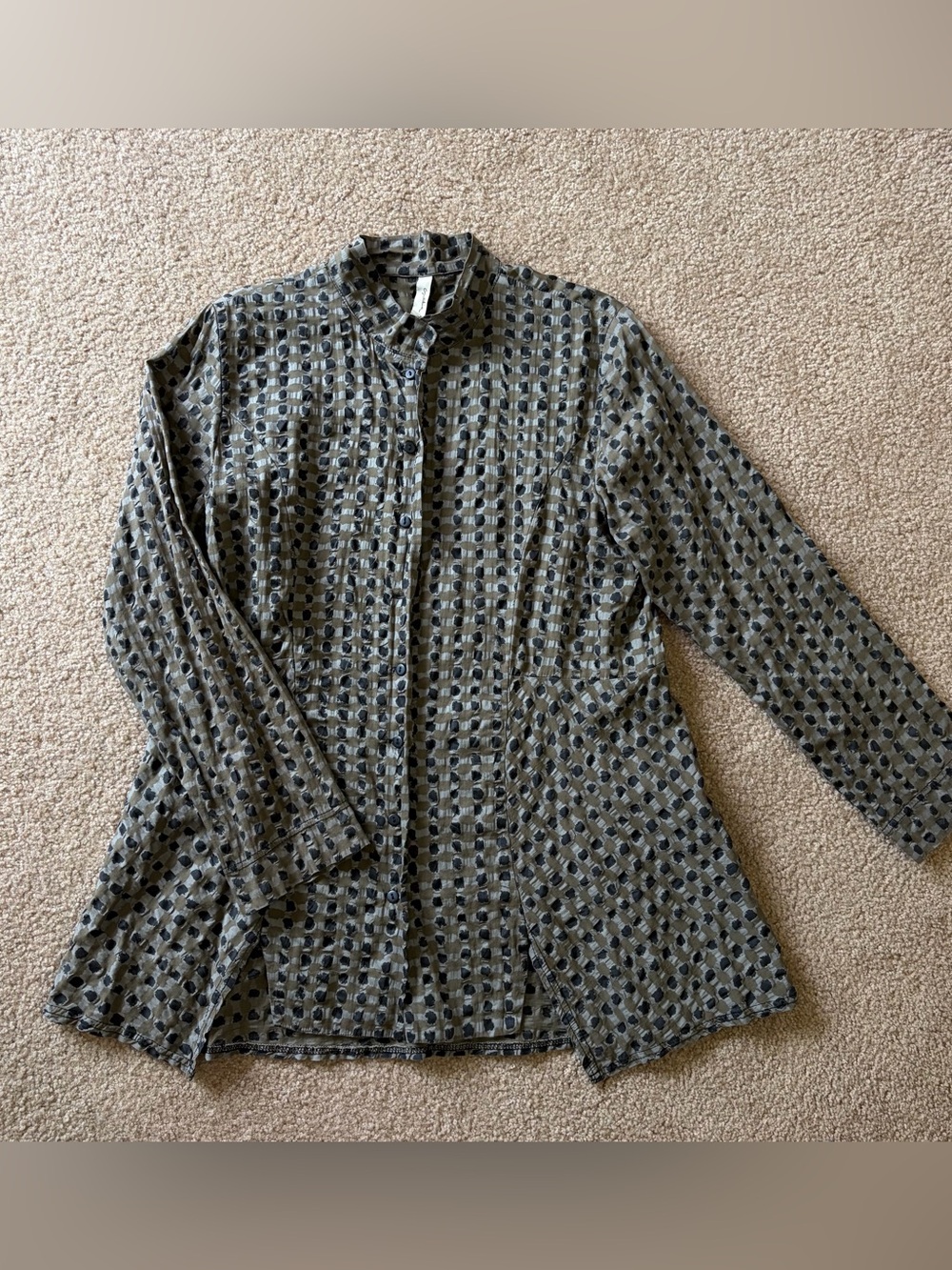 Cynthia Ashby Cotton Tunic Blouse Lagenlook Art To Wear USA Textured Top S